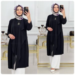 Şifon detaylı hırka sandy kumaş