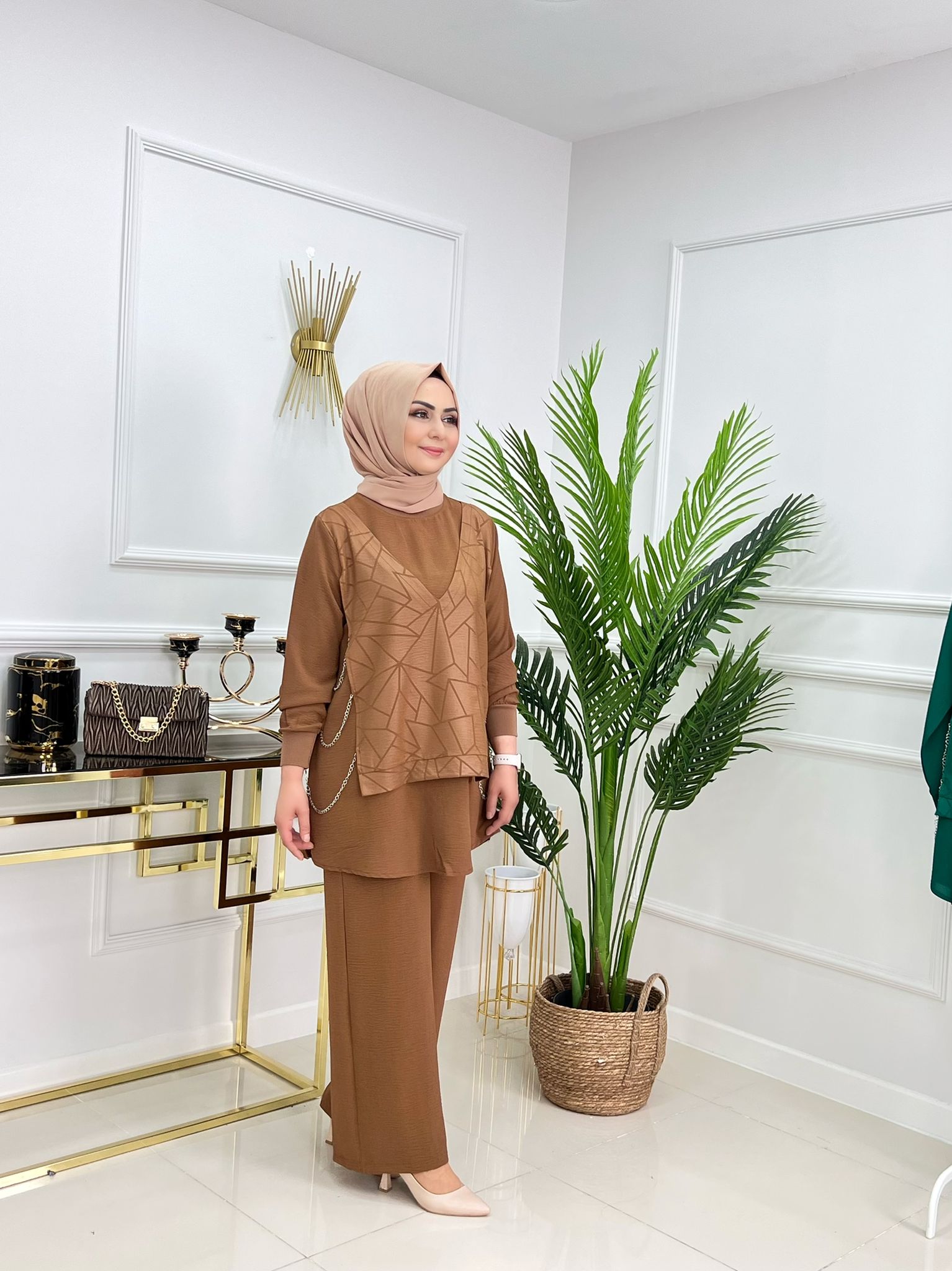 Zincir detaylı ayrobin tunik takım - Görsel 4