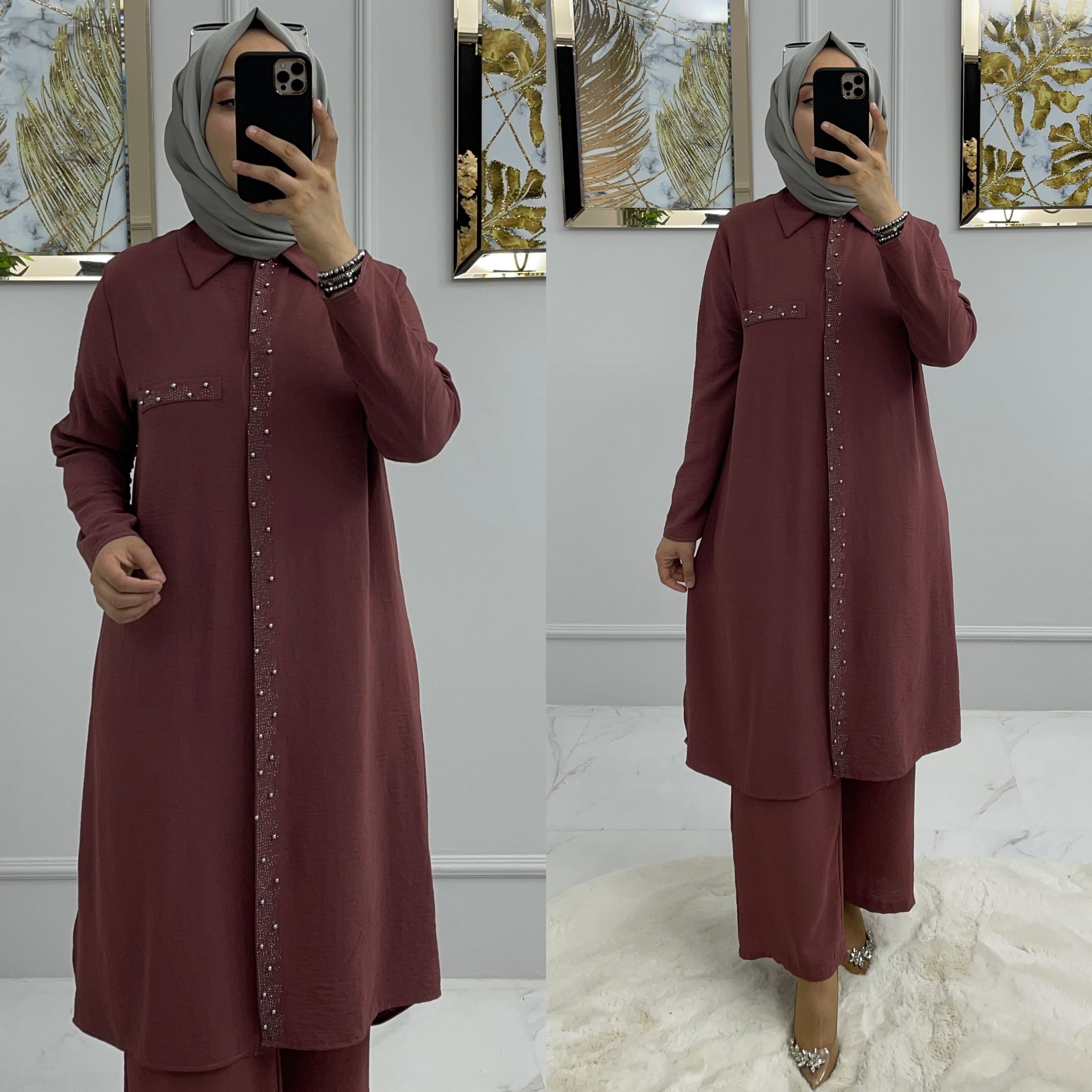 Büyük beden ayrobin tunik takım - Görsel 14