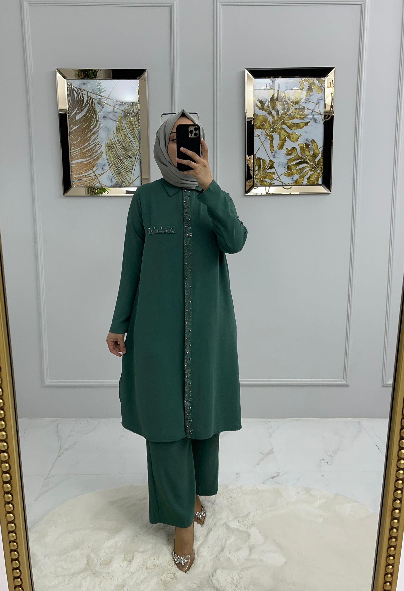 Büyük beden ayrobin tunik takım - Görsel 9