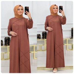 Ribanalı iki iplik kumaş elbise