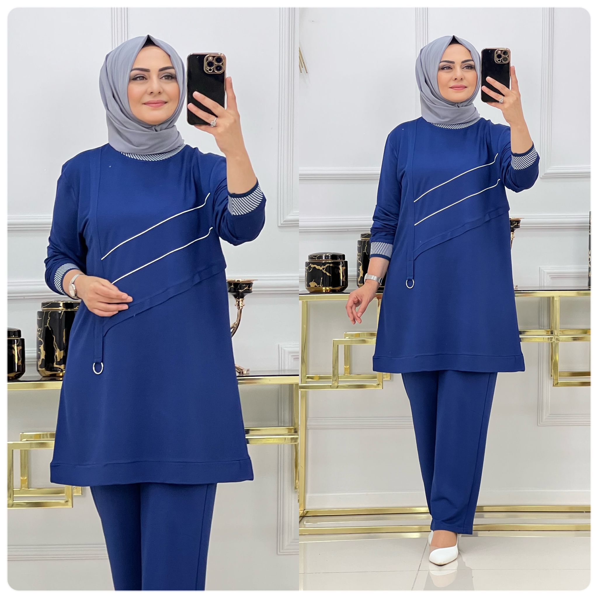 İki iplik kumaş tunik pantolon takım - Görsel 2