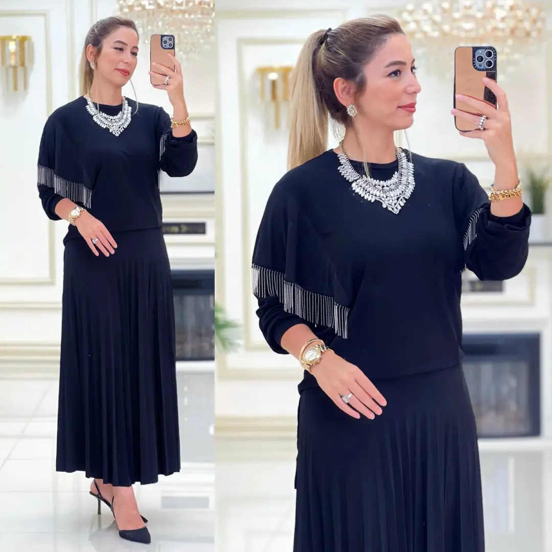 Etekli tunik takım sandy kumaş - Görsel 5