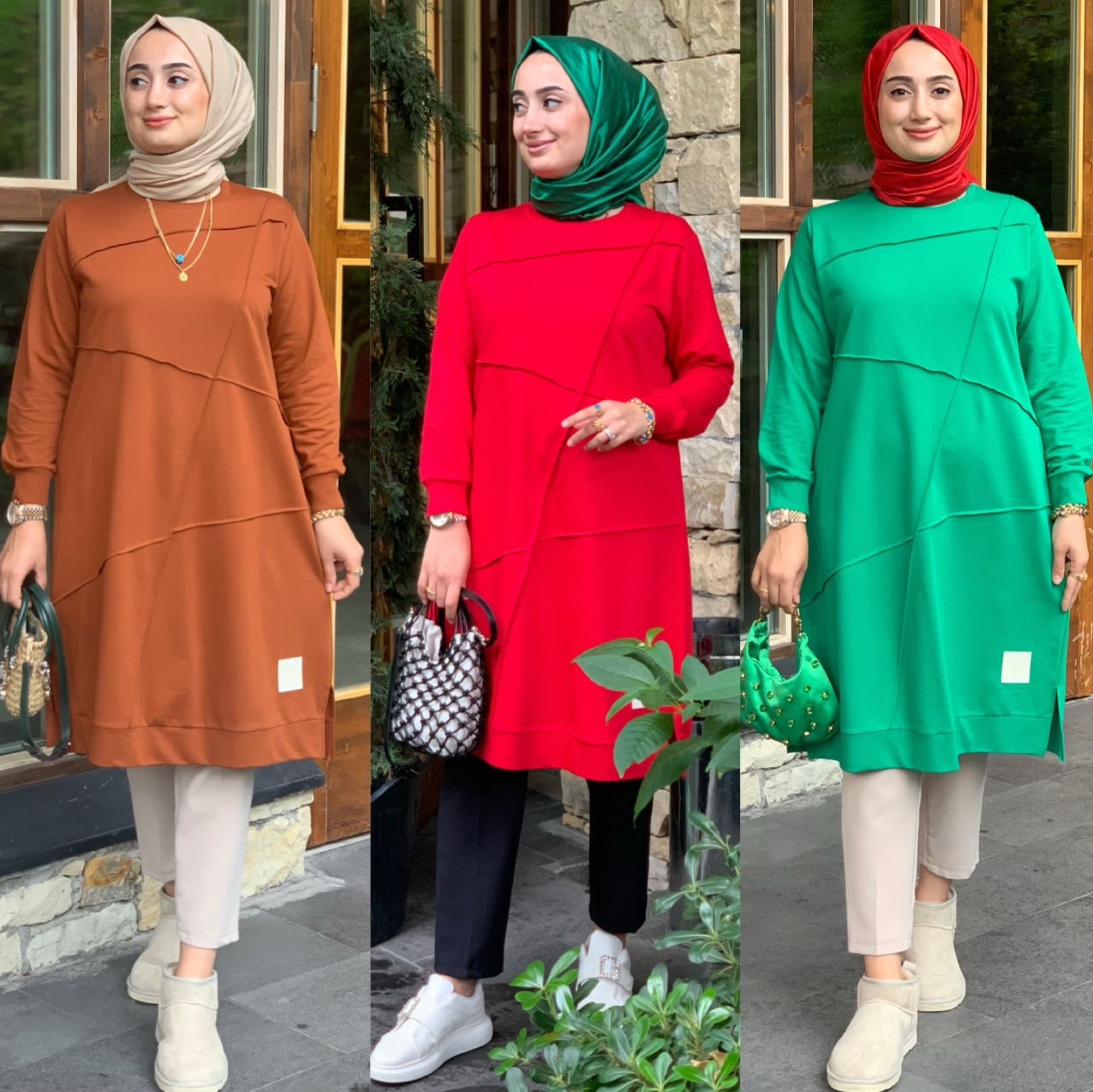 Büyük beden iki iplik kumaş tunik - Görsel 4