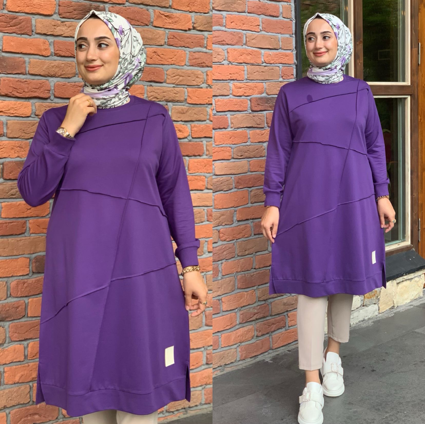 Büyük beden iki iplik kumaş tunik - Görsel 3