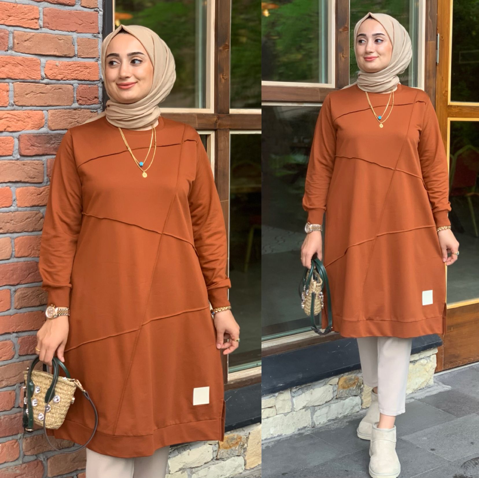 Büyük beden iki iplik kumaş tunik