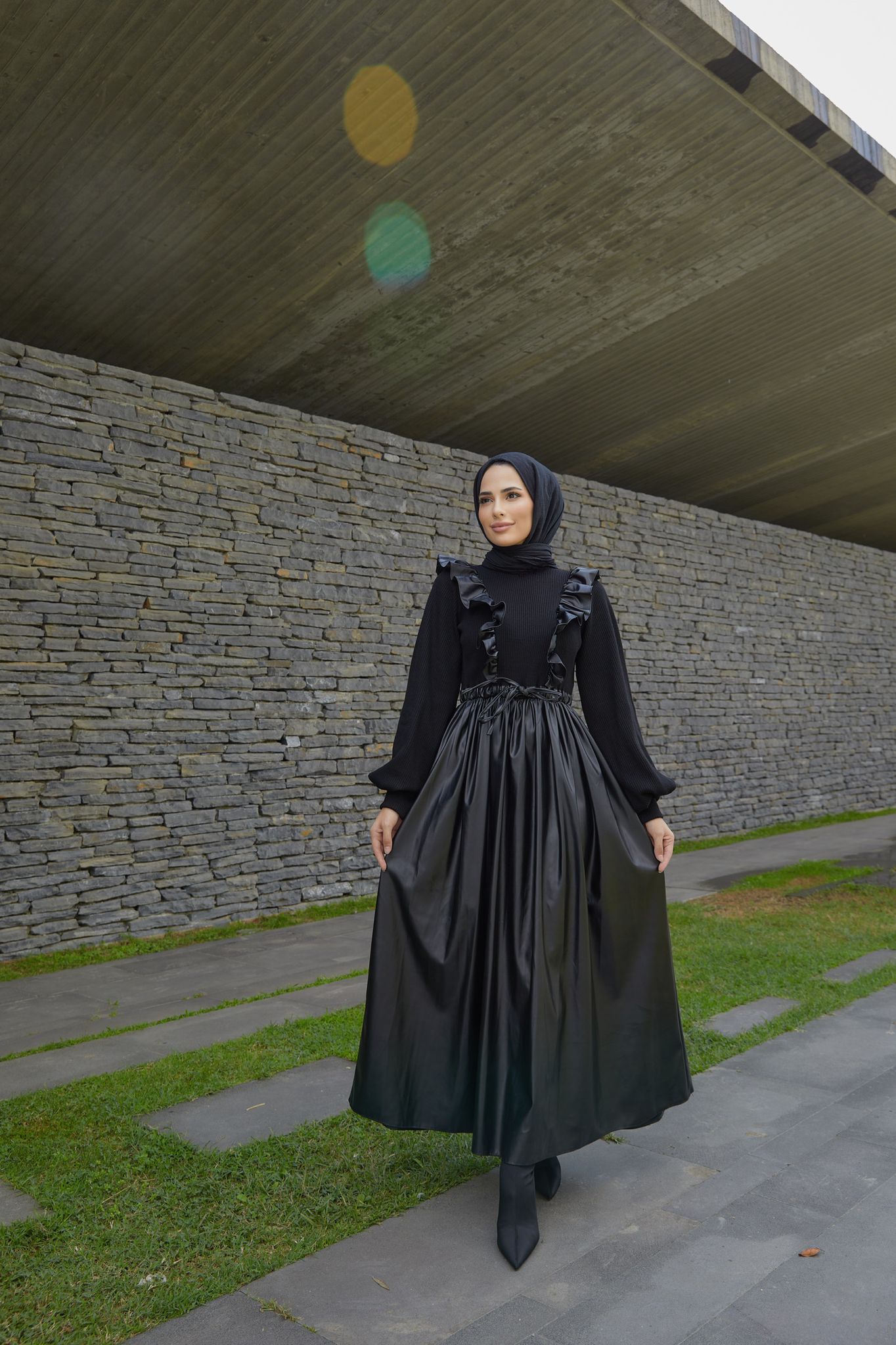 Deri triko elbise - Görsel 2