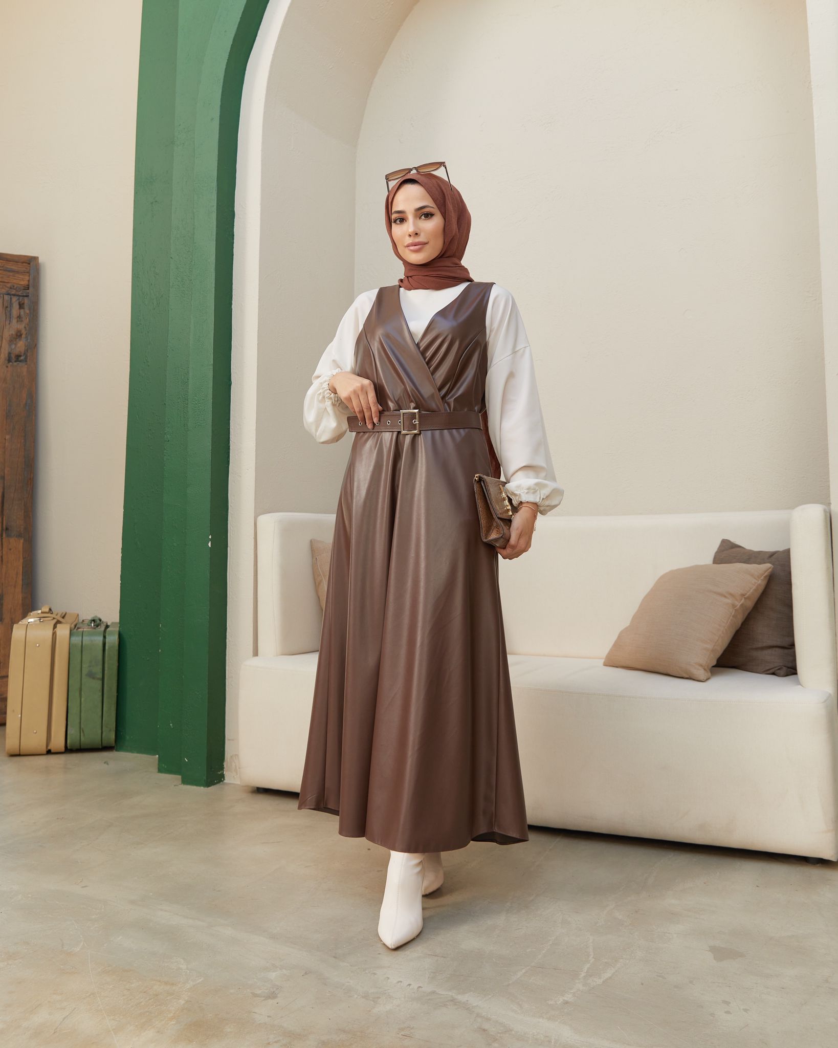 Deri jile elbise - Görsel 9