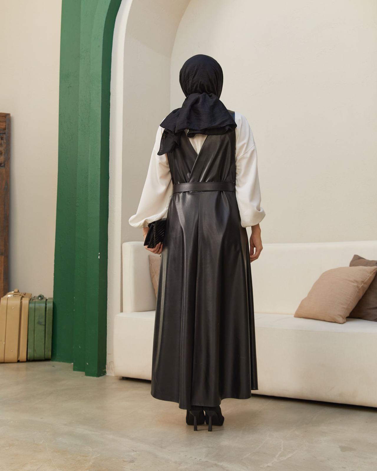 Deri jile elbise - Görsel 4