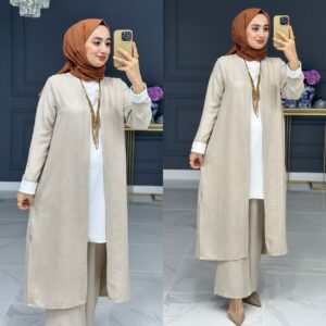 Keten krep kumaş tunik takım