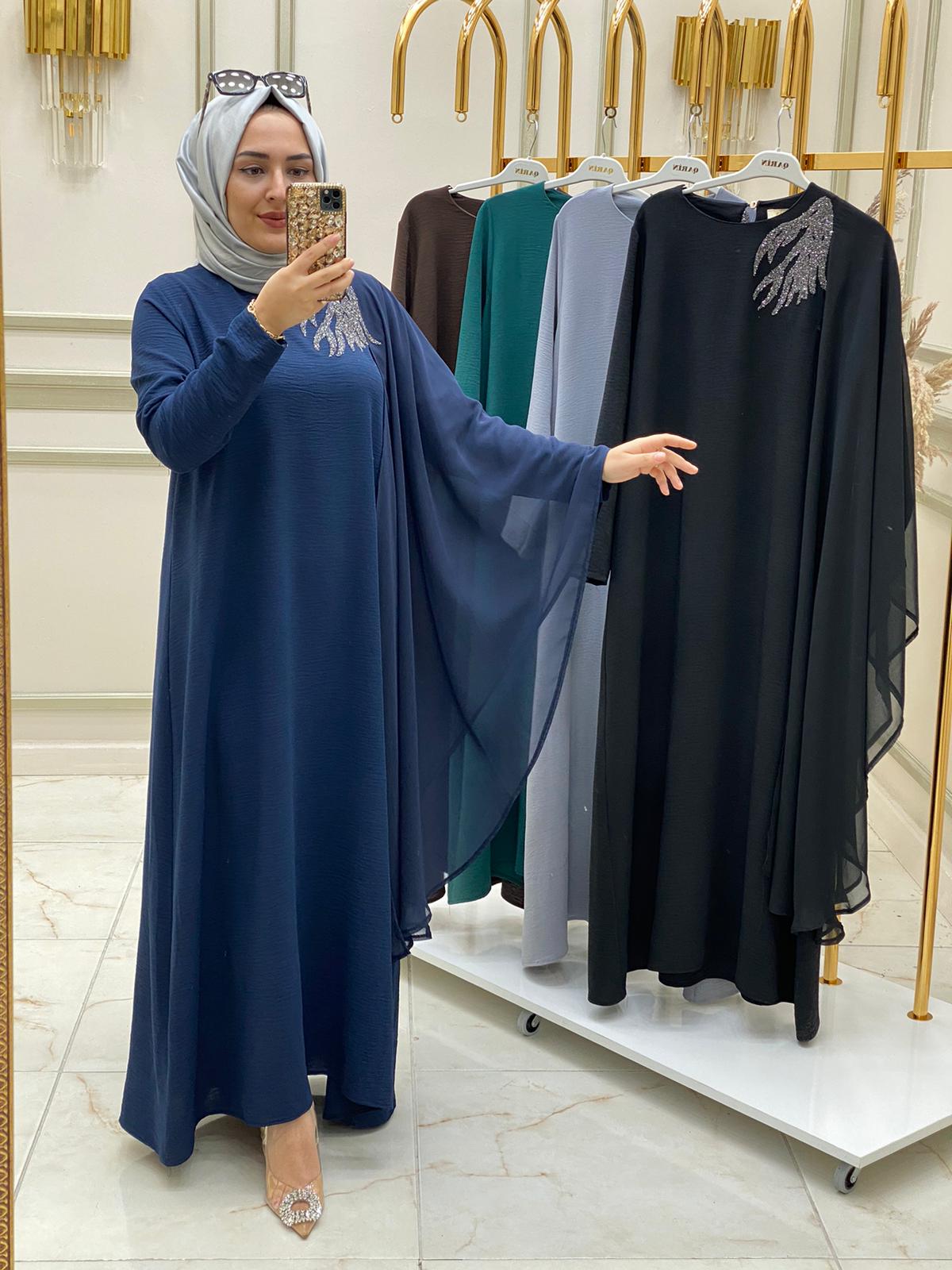 Abiye ayrobin kumaş şifon detaylı - Görsel 10