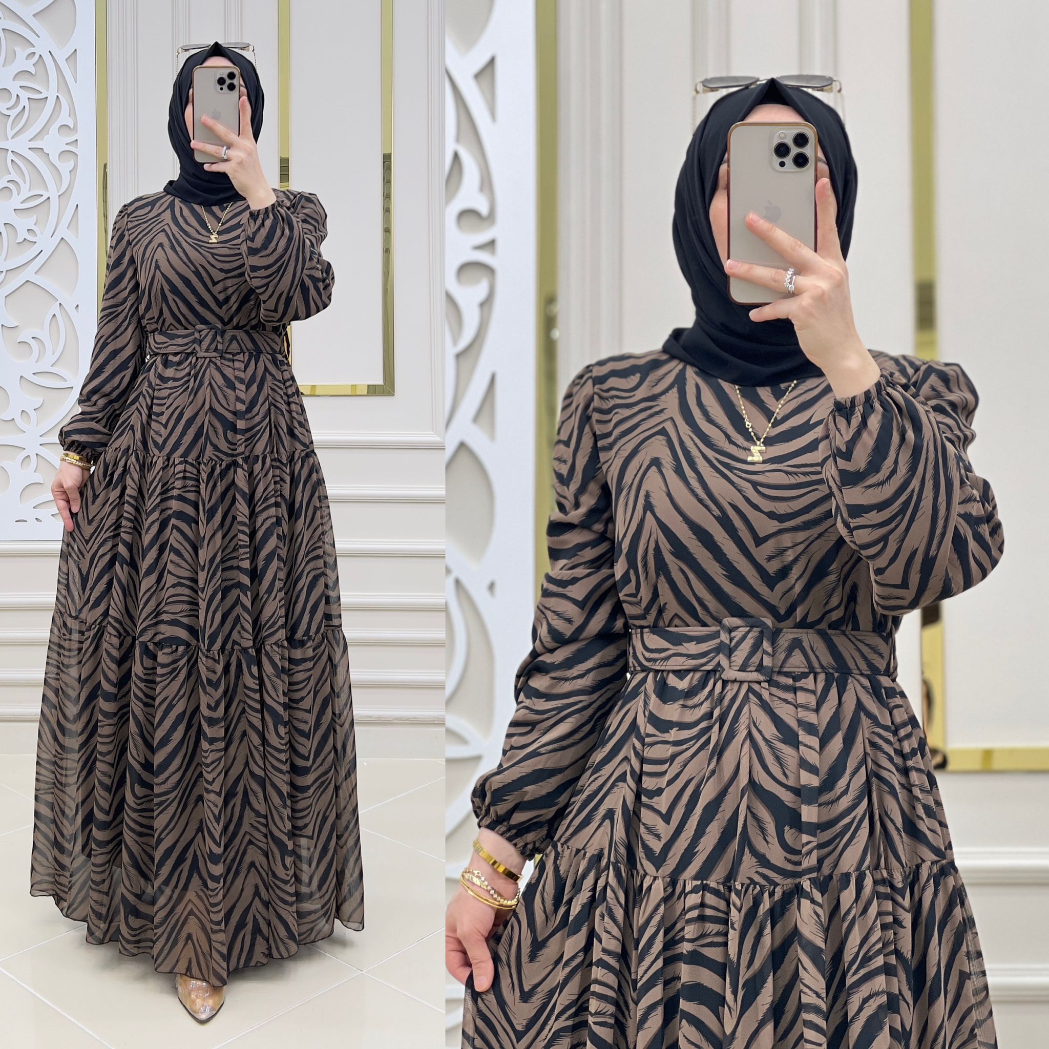 Zebra elbise şifon kumaş - Görsel 6