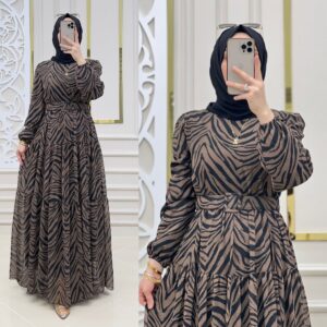Zebra elbise şifon kumaş