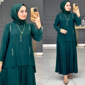 Aras etek tunik takım sandy kumaş