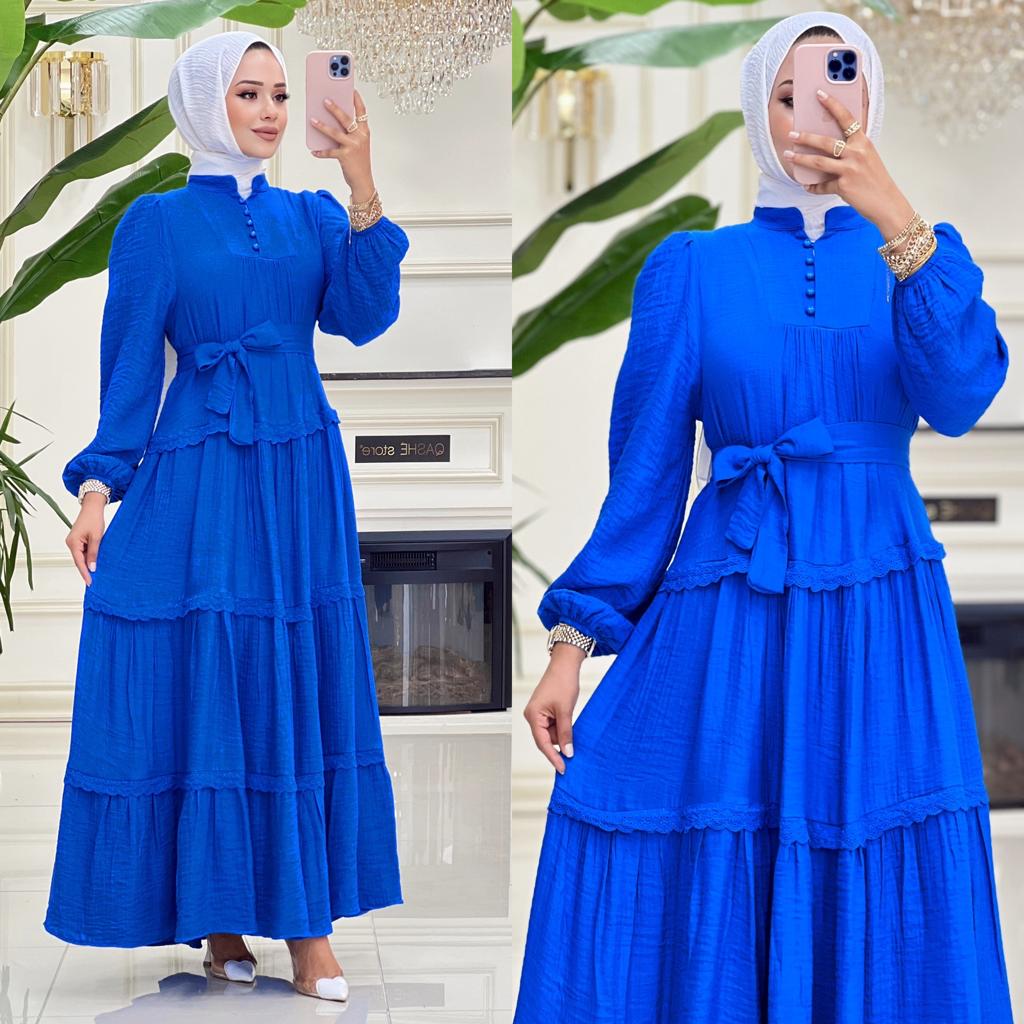 Serdil elbise keten kumaş - Saklı tesettür kadın giyim elbise etek ...