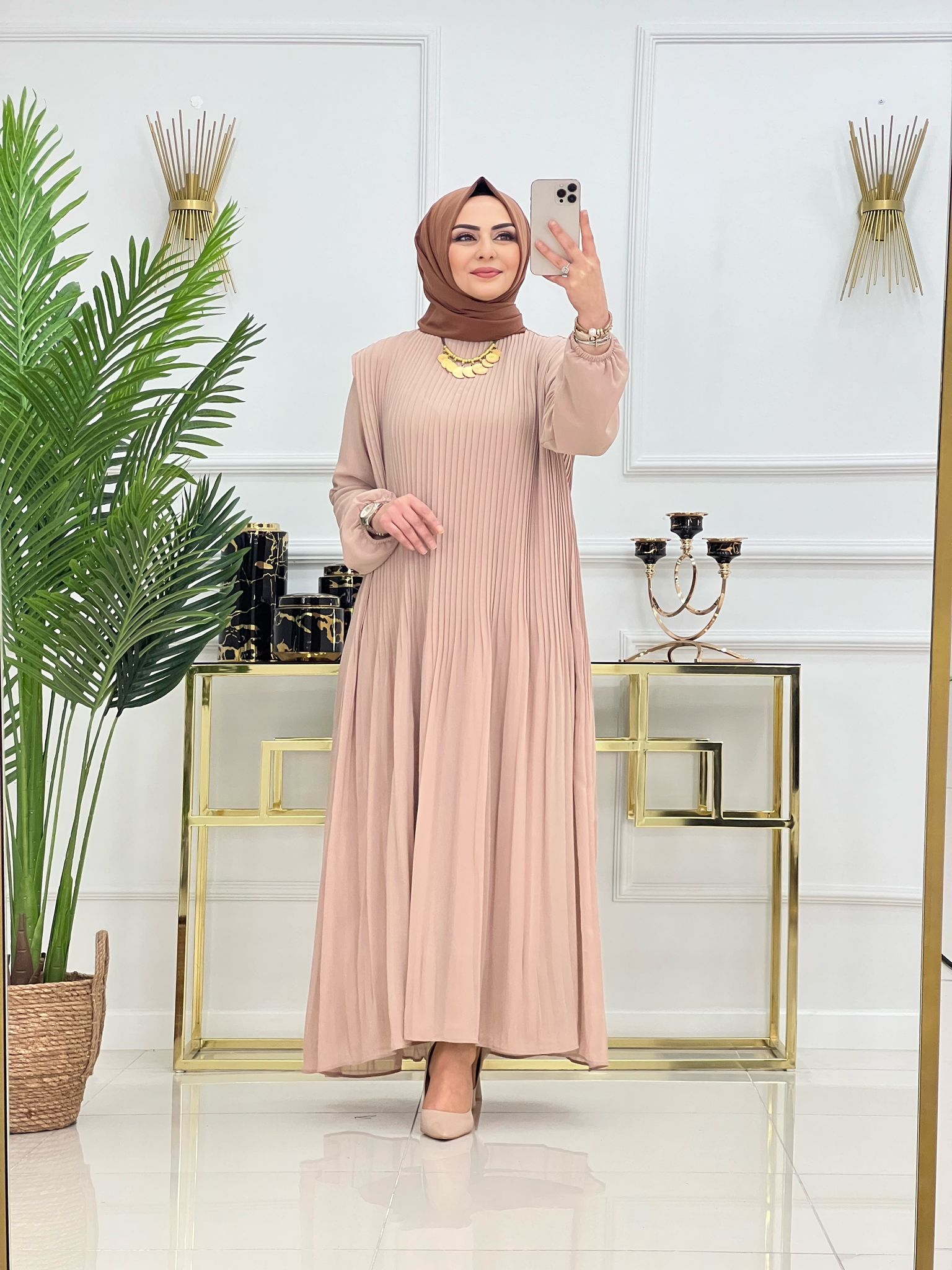 Firuze elbise şifon kumaş - Görsel 5
