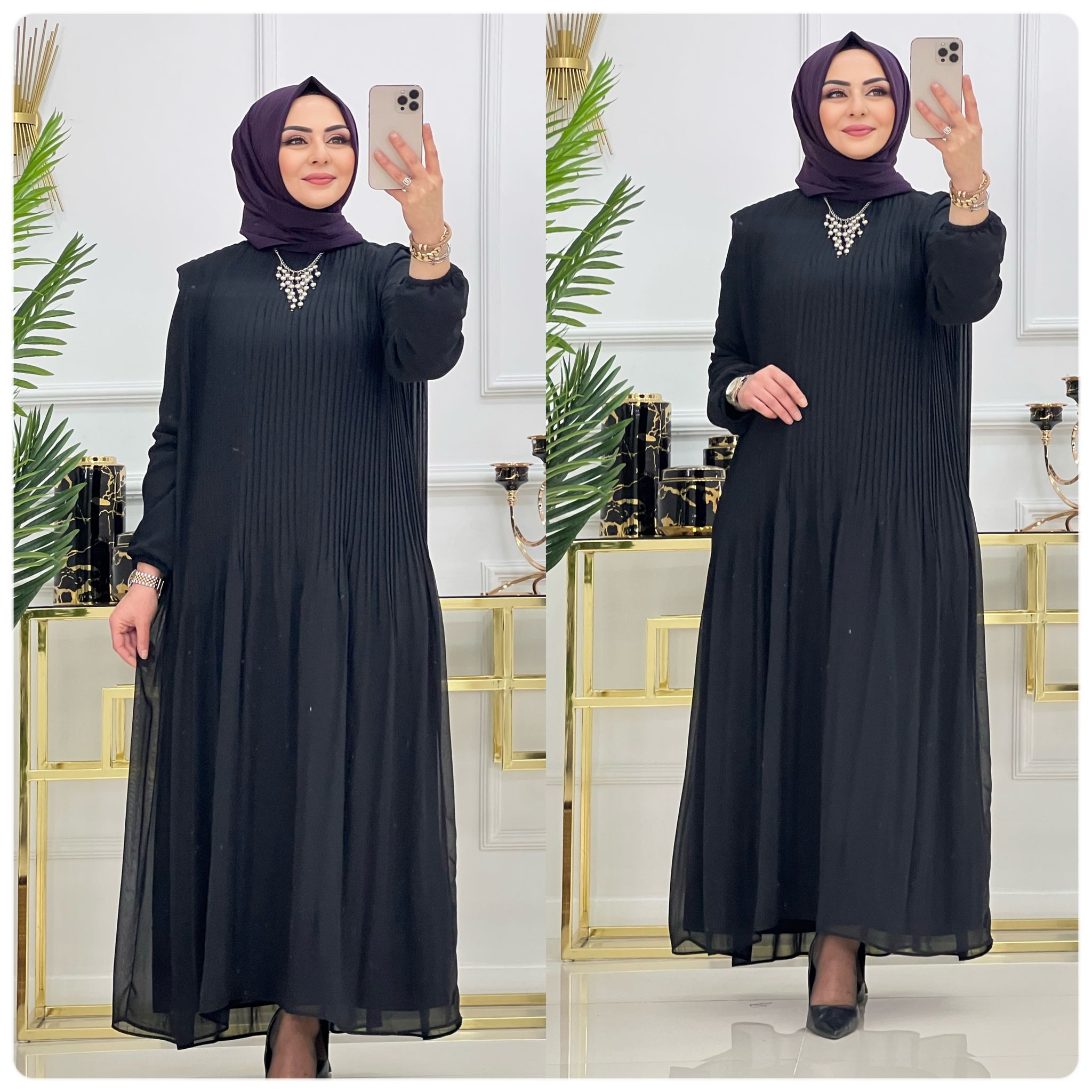 Firuze elbise şifon kumaş - Görsel 3