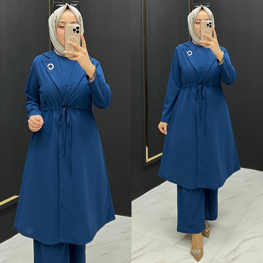 Gizem üçlü takım krep kumaş - Görsel 10