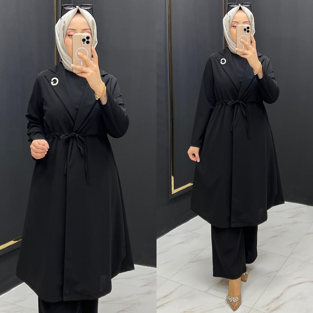 Gizem üçlü takım krep kumaş - Görsel 9