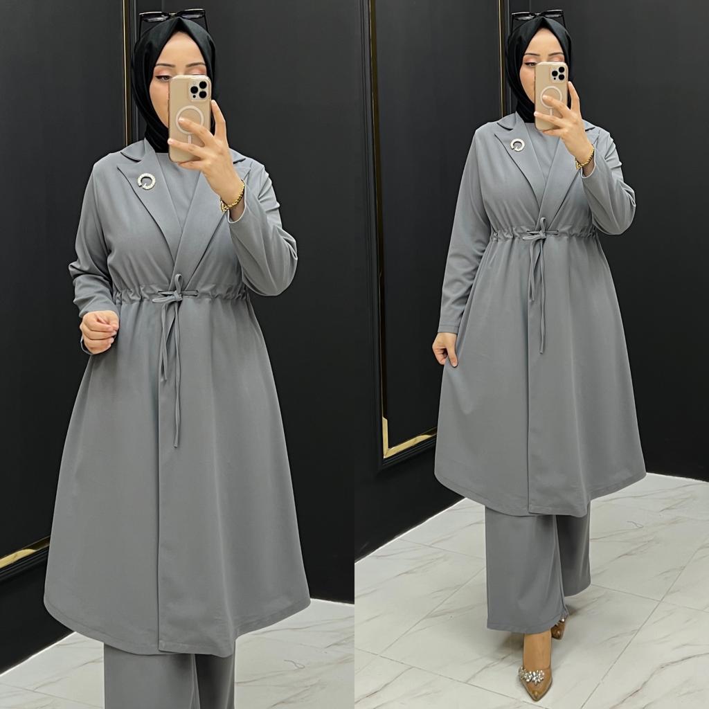 Gizem üçlü takım krep kumaş - Görsel 8