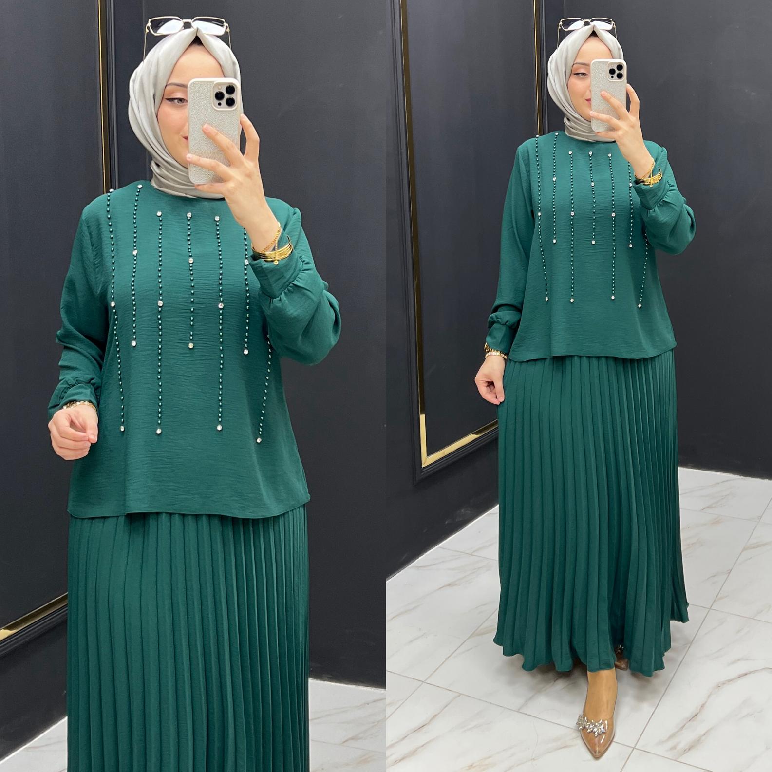 Yasemin etekli takım ayrobin kumaş