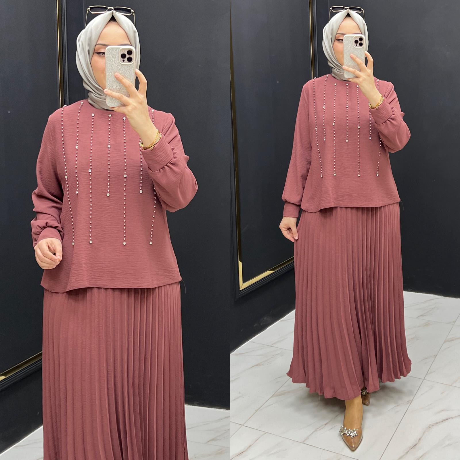 Yasemin etekli takım ayrobin kumaş - Görsel 6