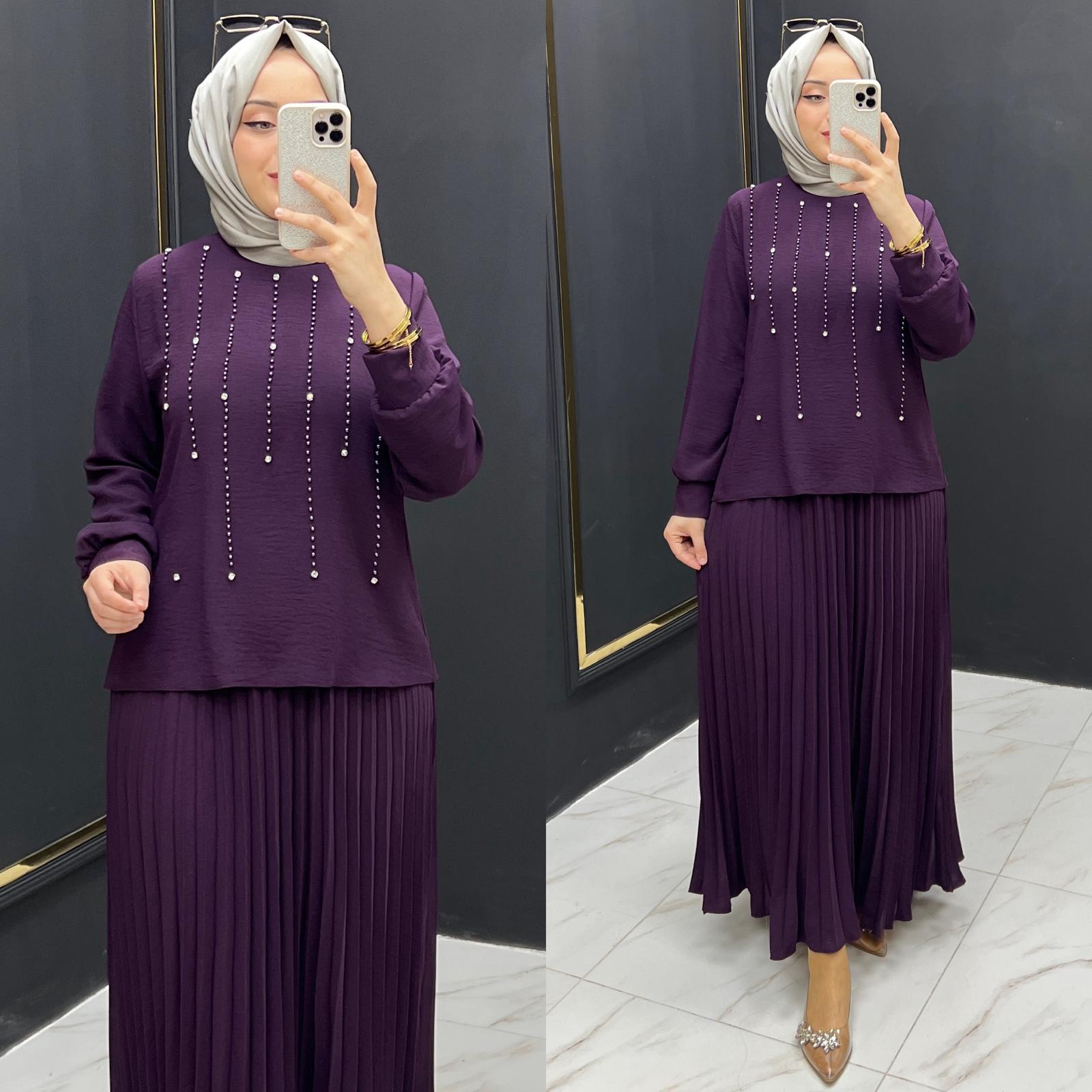 Yasemin etekli takım ayrobin kumaş - Görsel 7