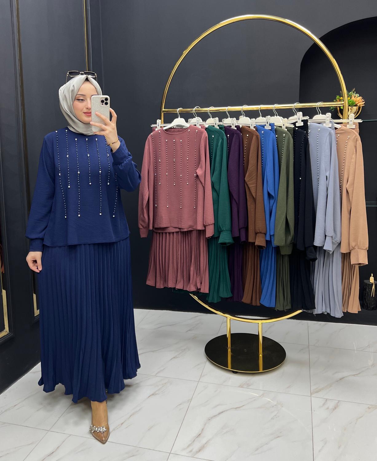 Yasemin etekli takım ayrobin kumaş - Görsel 4