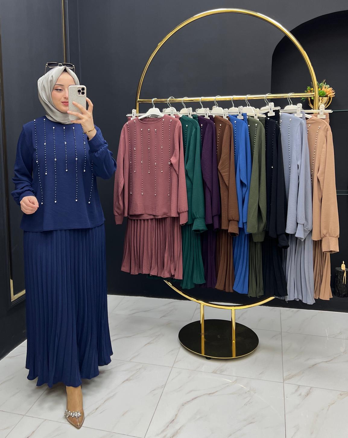 Yasemin etekli takım ayrobin kumaş - Görsel 3