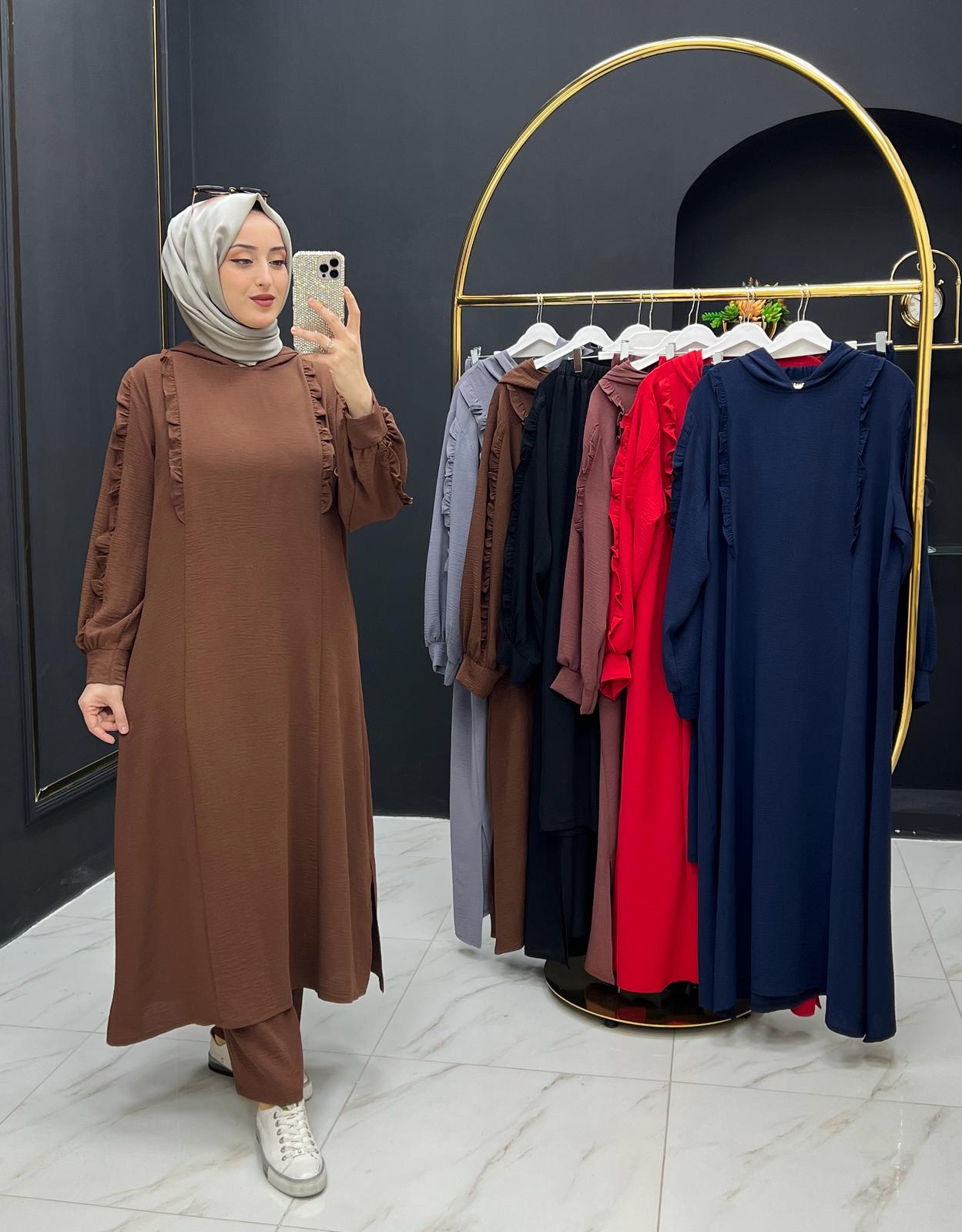 Ebru tunik takım ayrobin kumaş - Görsel 4