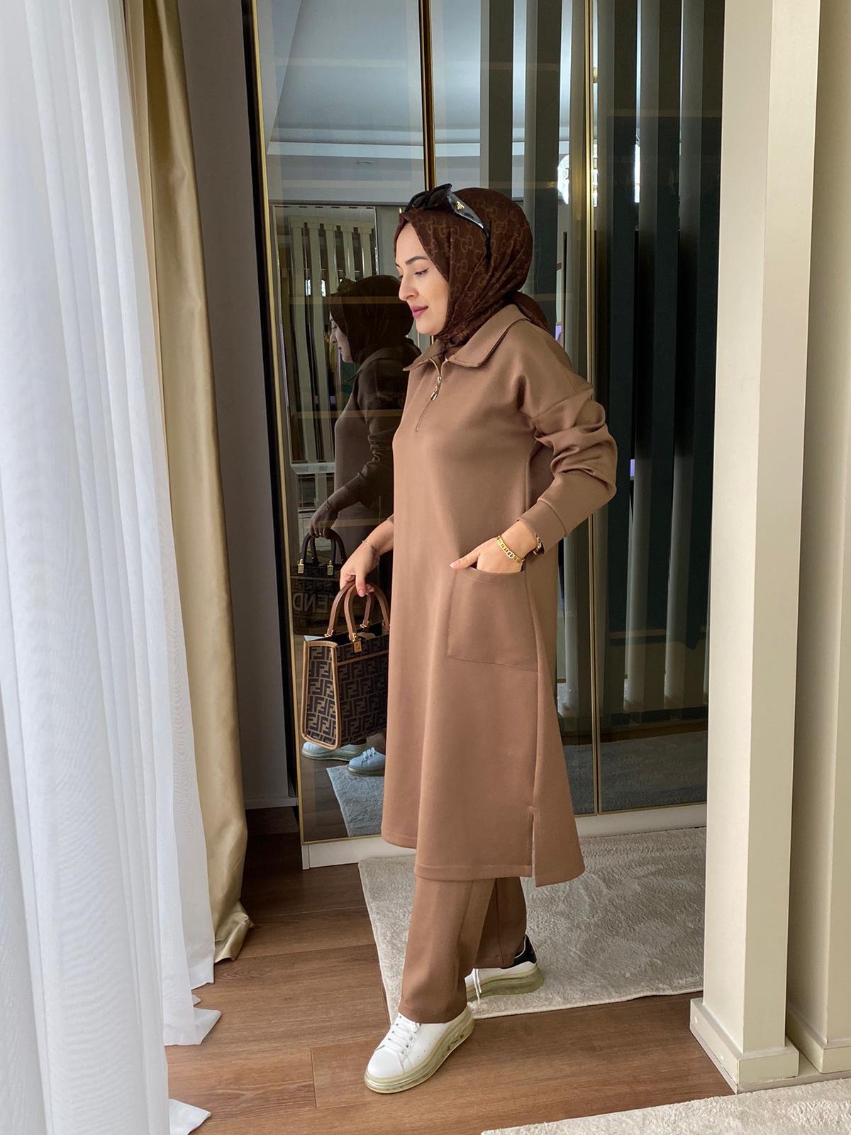 Bronz kumaş krep kumaş büyük beden - Görsel 2