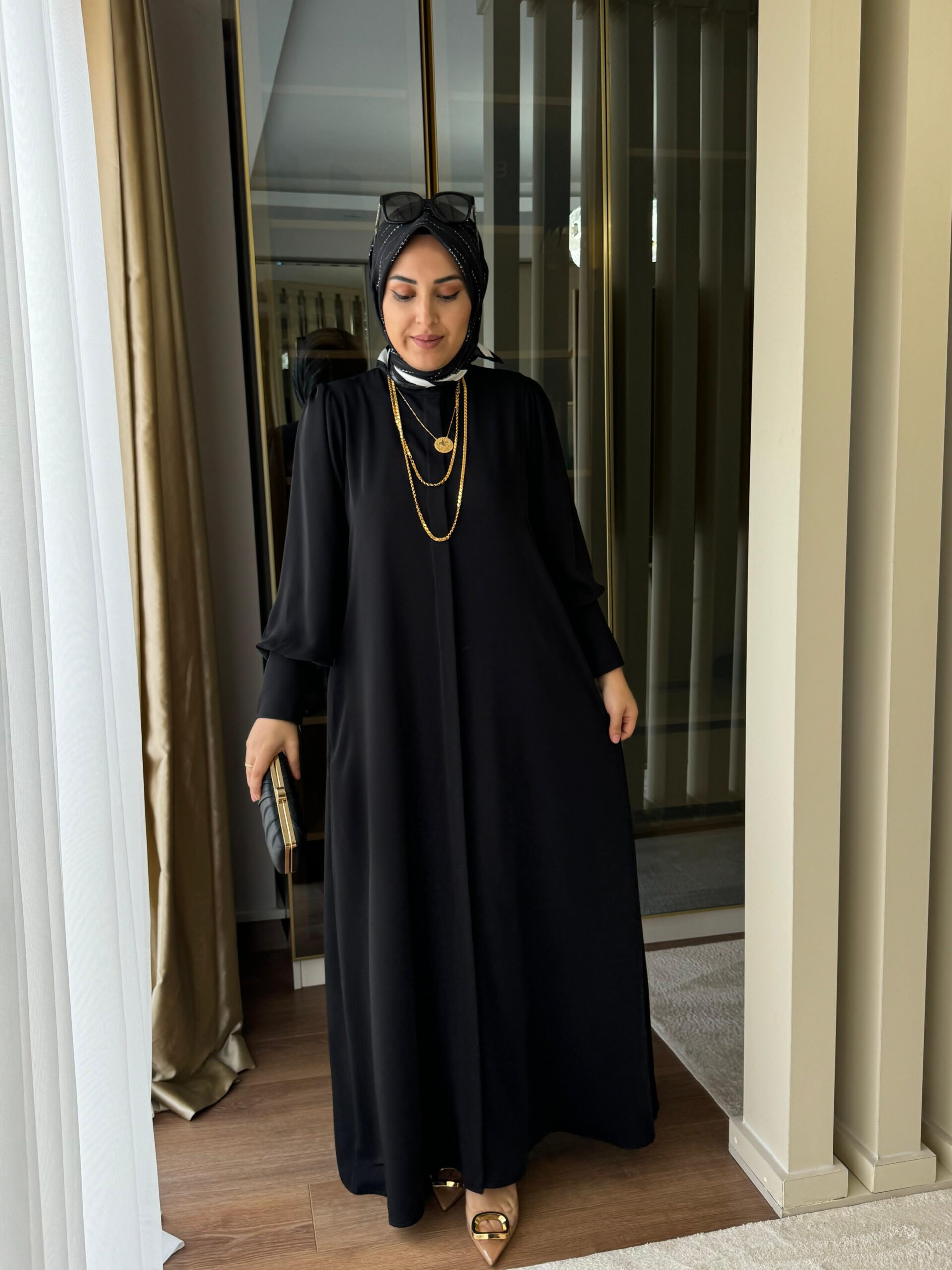 Ferace dubai kumaş düğmeli - Görsel 6