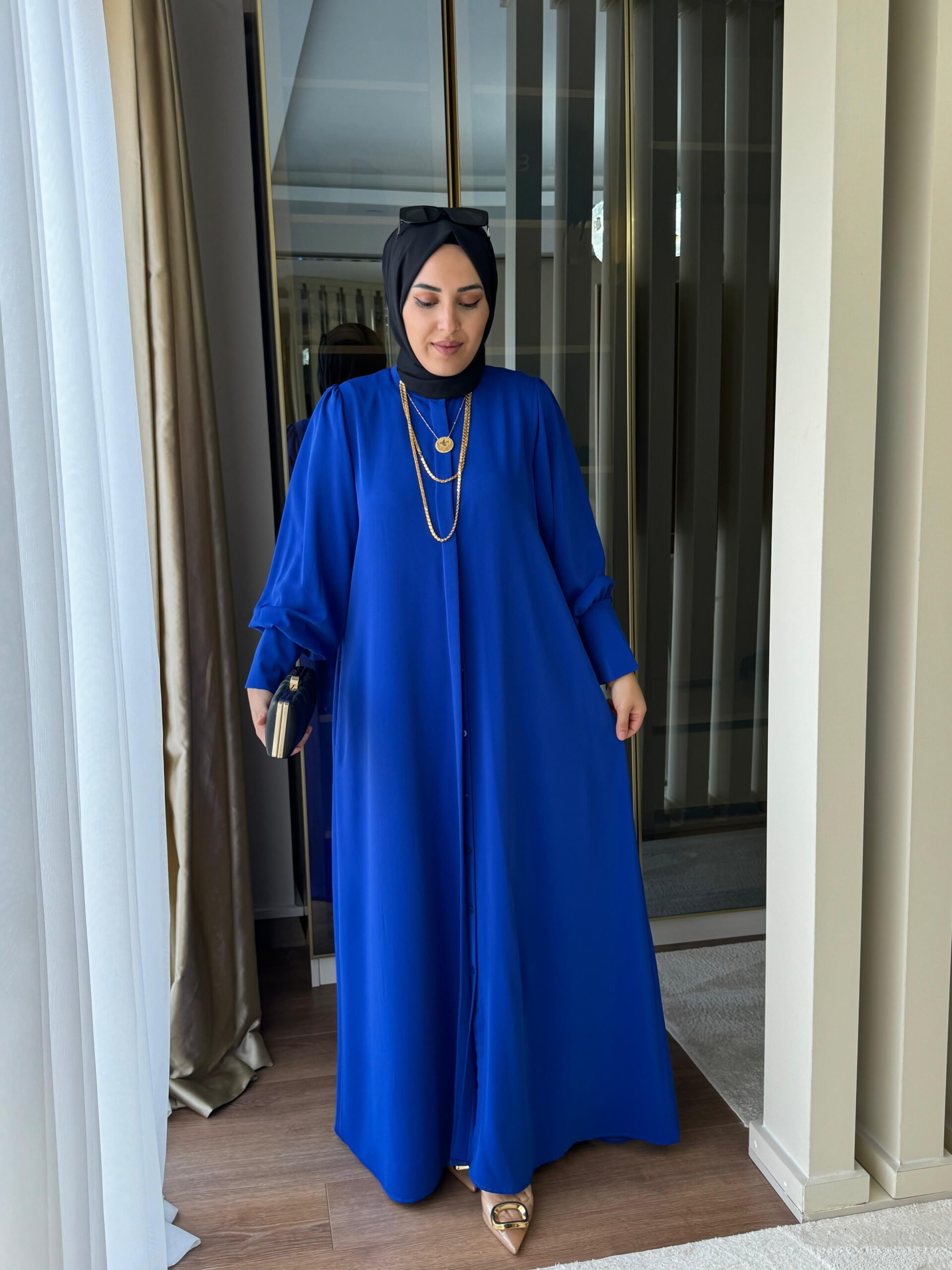 Ferace dubai kumaş düğmeli - Görsel 7