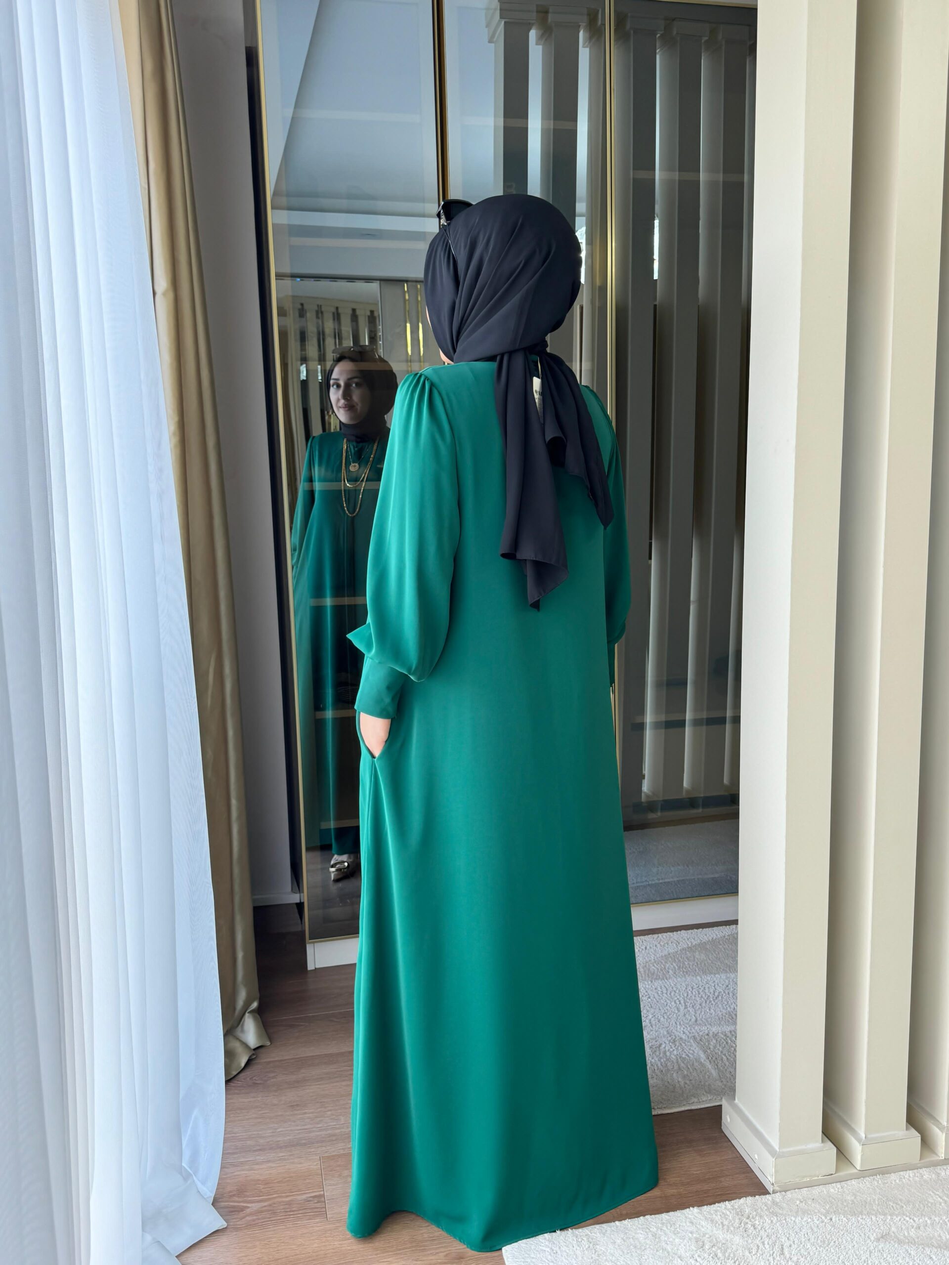 Ferace dubai kumaş düğmeli - Görsel 5
