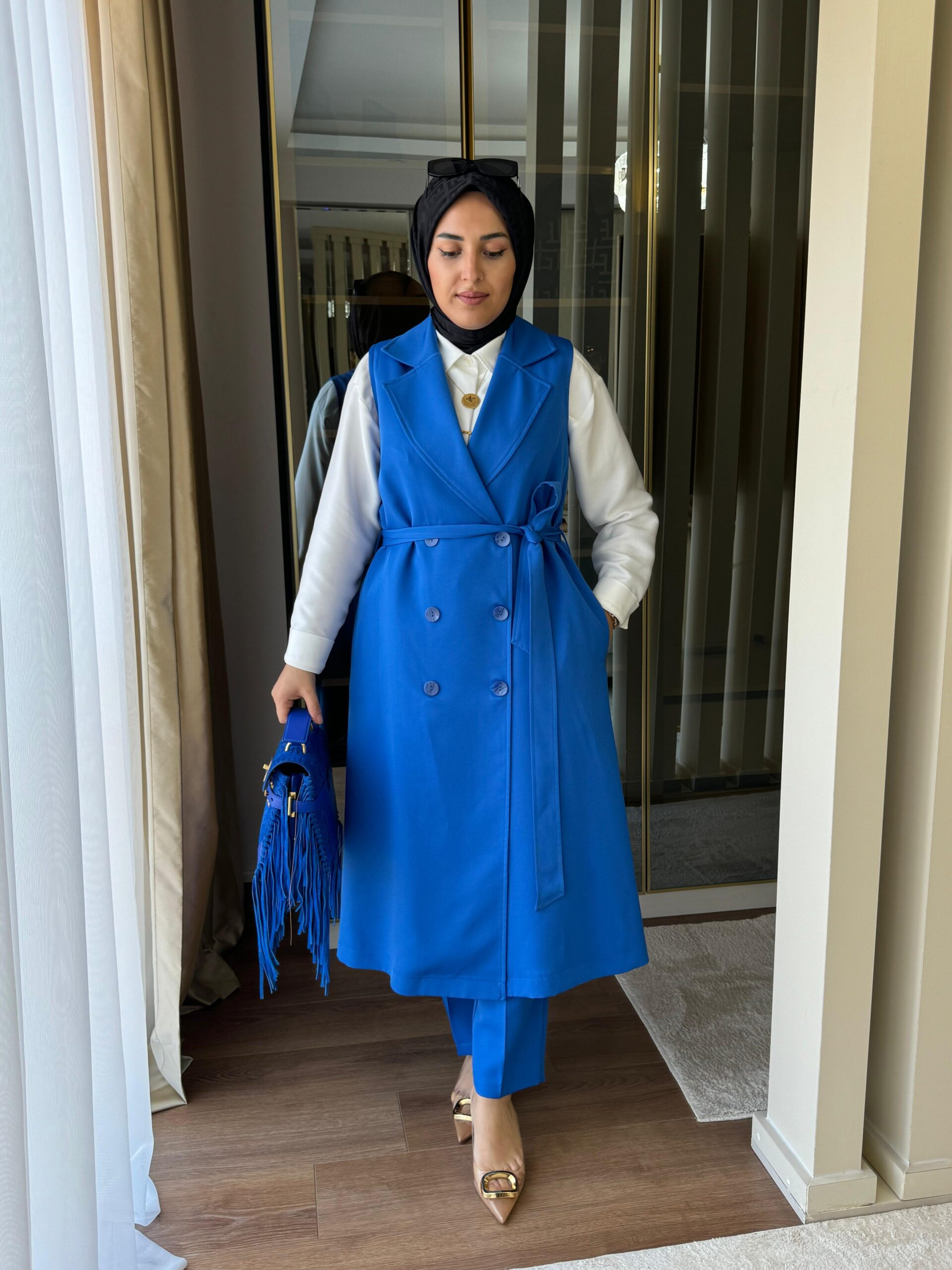 Yelek takım krep kumaş - Görsel 5