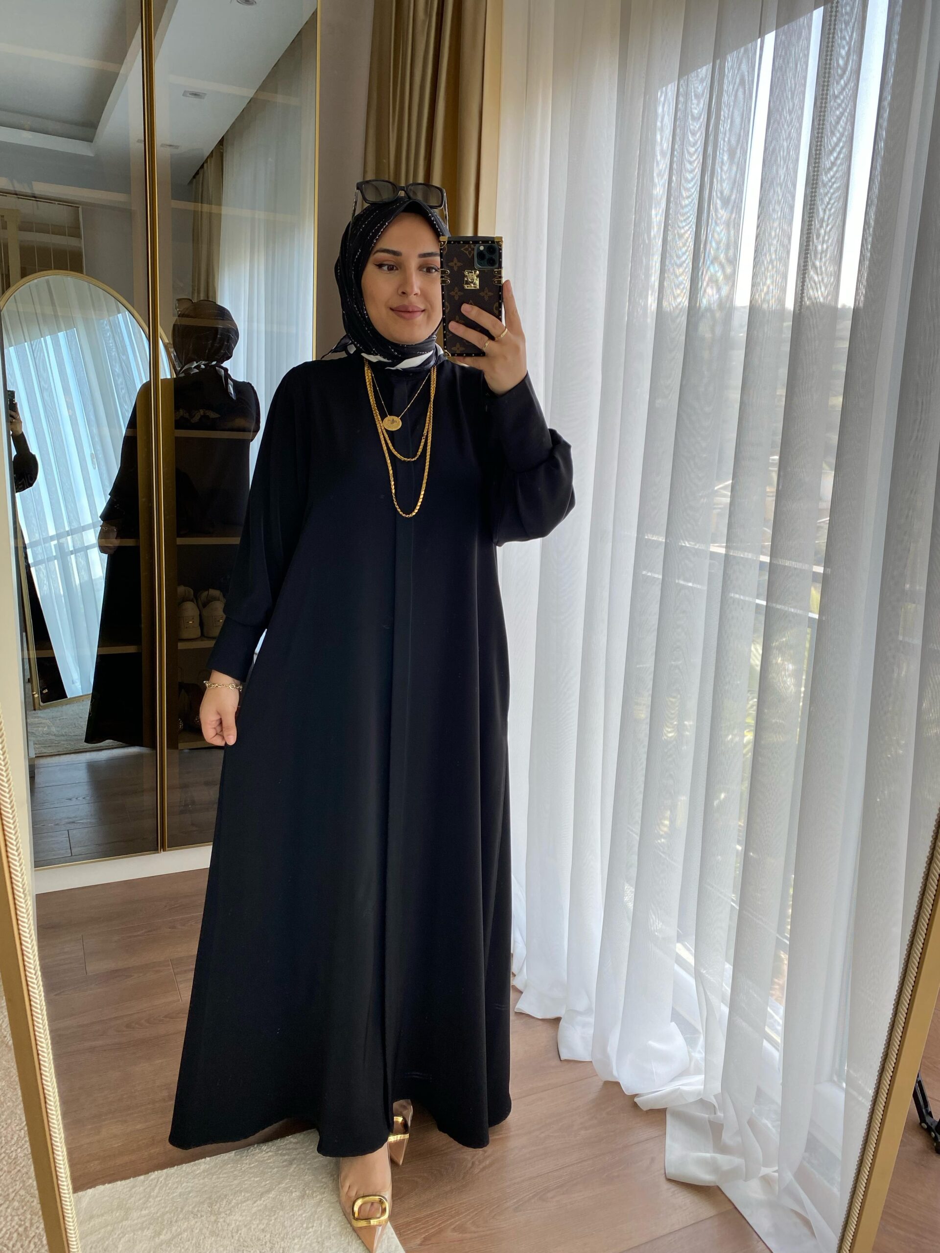 Ferace dubai kumaş düğmeli - Görsel 2