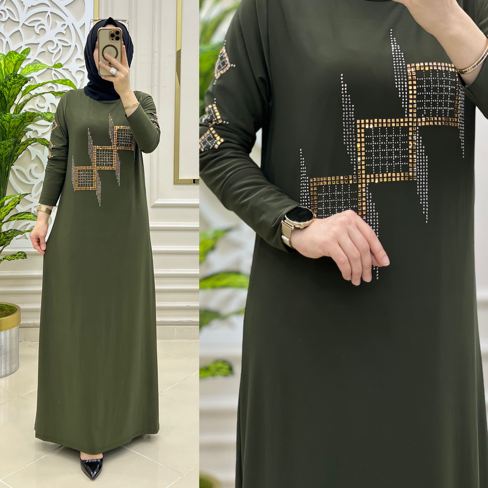 Büyük beden elbise sandy kumaş - Görsel 4