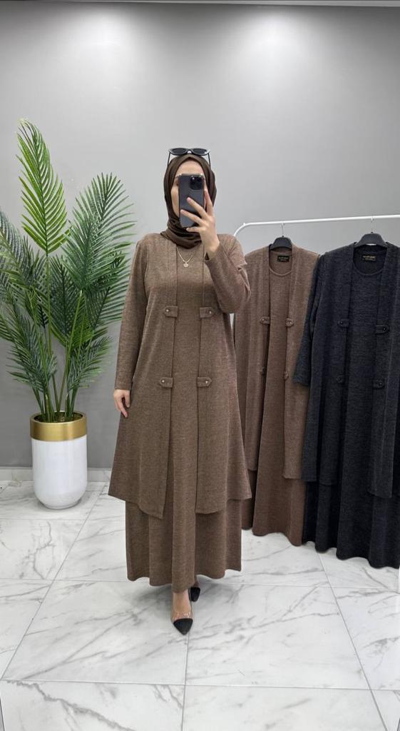 Yelekli elbise takım ecrin kumaş - Görsel 5