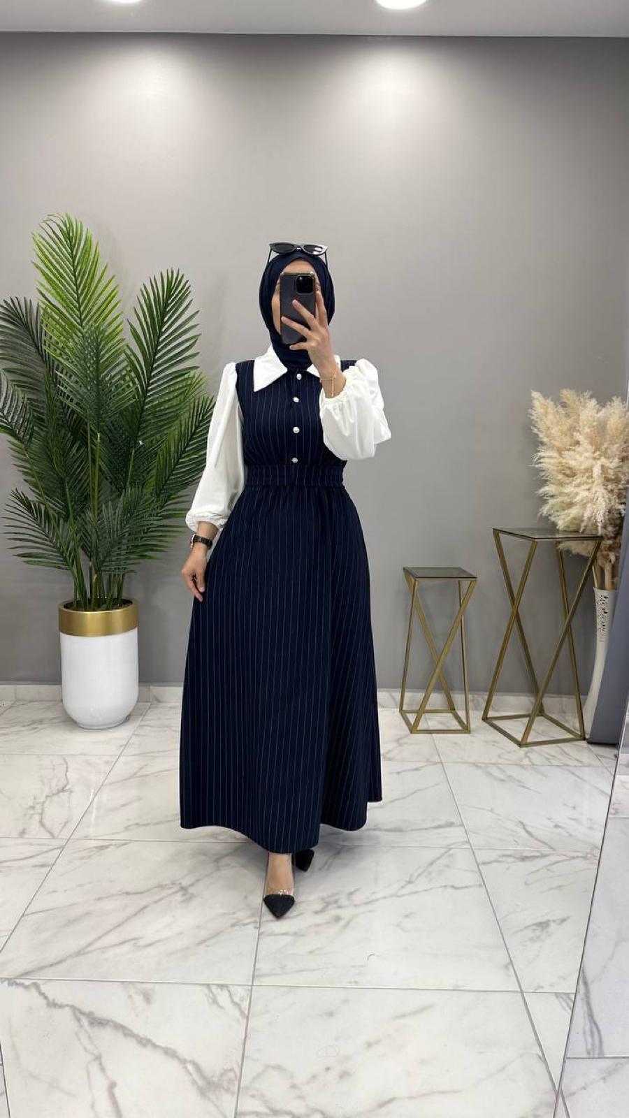 Çizgili jile krep kumaş - Görsel 6