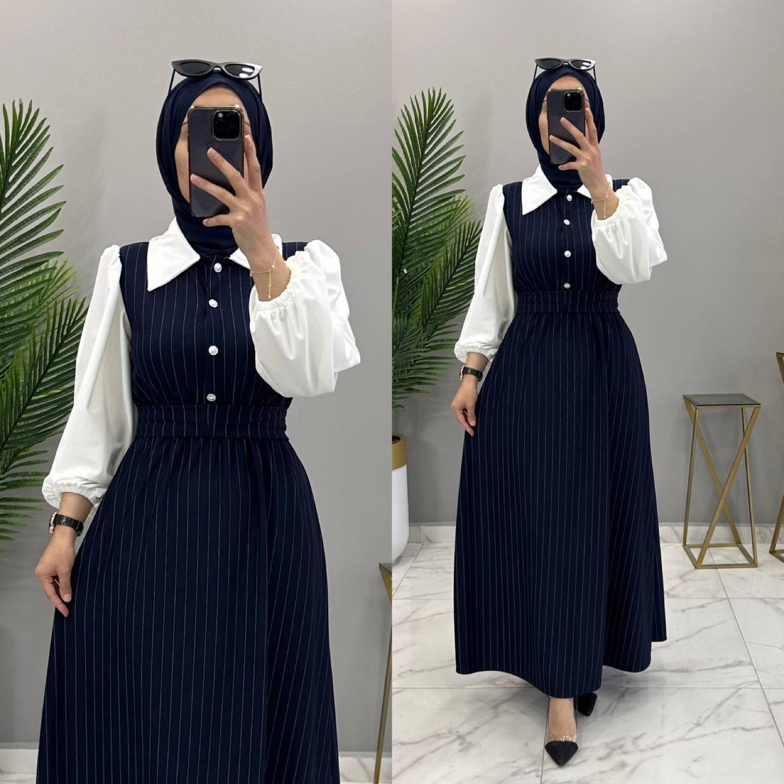 Çizgili jile krep kumaş - Görsel 3