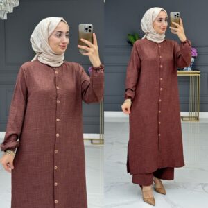 Sıla tunik takım keten kumaş