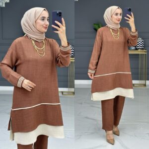 Asi tunik takım keten kumaş