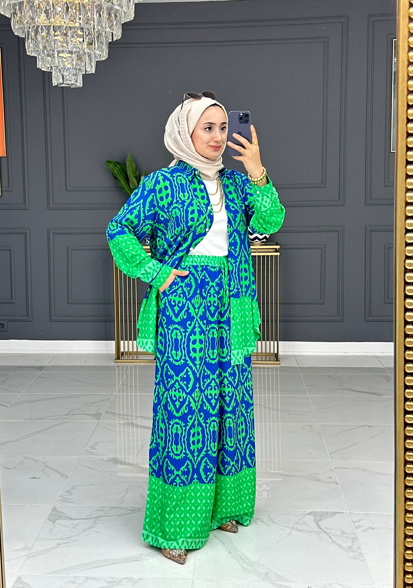 Zade takım viskon pamuklu kumaş - Saklı tesettür kadın giyim