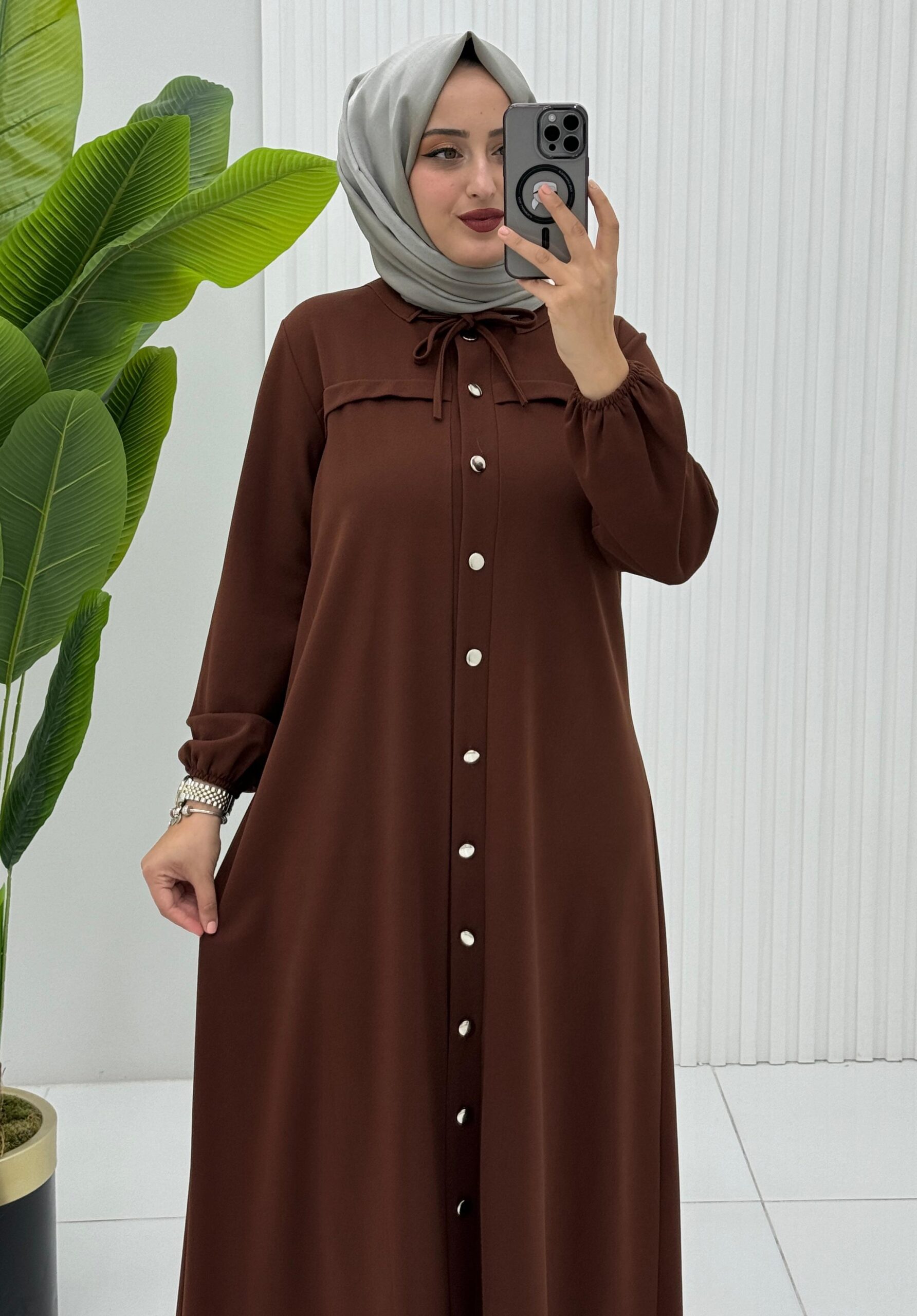 Demet elbise ferace krep kumaş - Görsel 4